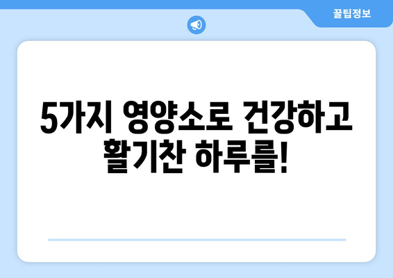 육체 피로 싹 날려줄 5가지 영양소 | 피로 회복, 체력 증진, 효과적인 영양소 섭취