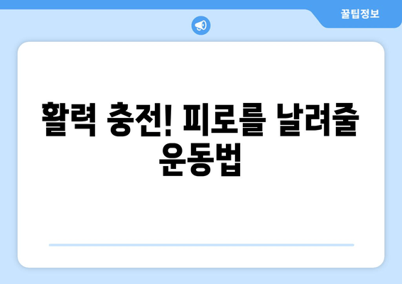 운동 부족과 피로, 이제 그만! 활동적인 생활로 거듭나는 7가지 방법 | 운동, 피로 해소, 건강, 생활 습관