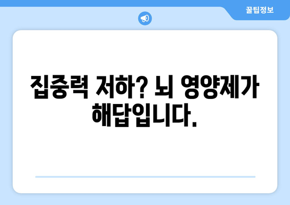 정신적 피로, 뇌 영양제로 이겨내세요| 효과적인 보충제 종류와 선택 가이드 | 뇌 건강, 집중력, 기억력, 스트레스 해소