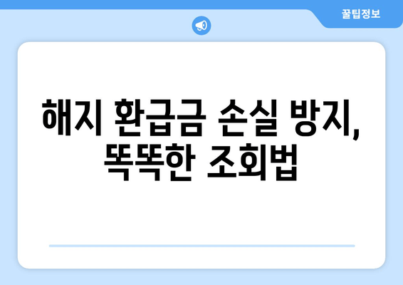 해지 환급금 손실 방지, 똑똑한 조회법