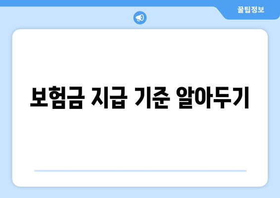 보험금 지급 기준 알아두기