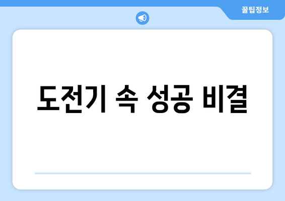 도전기 속 성공 비결