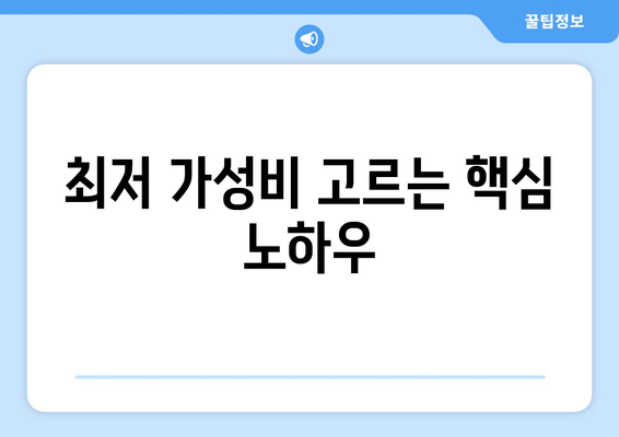 최저 가성비 고르는 핵심 노하우