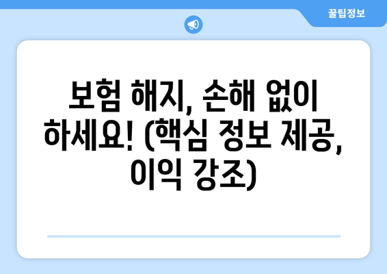 보험 해지, 손해 없이 하세요! (핵심 정보 제공, 이익 강조)