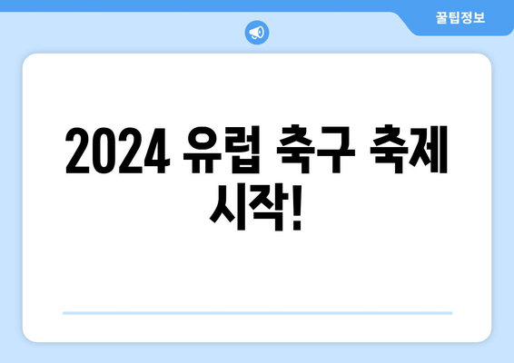 2024 유럽 축구 축제 시작!