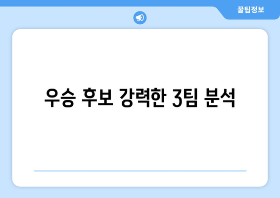 우승 후보 강력한 3팀 분석