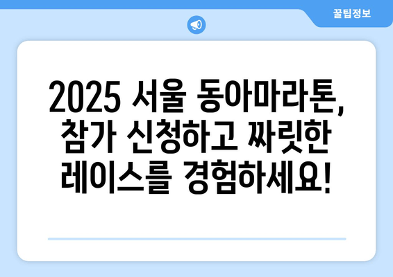 2025 서울 동아마라톤 참가 안내| 접수 일정, 코스 & 기념품 정보 | 마라톤, 대회 정보, 참가 신청