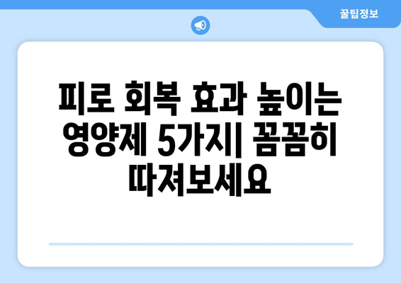 남성 피로 회복, 맞춤형 선택 가이드| 효과적인 제품 찾는 5가지 팁 | 피로 해소, 건강 관리, 남성 건강, 영양제