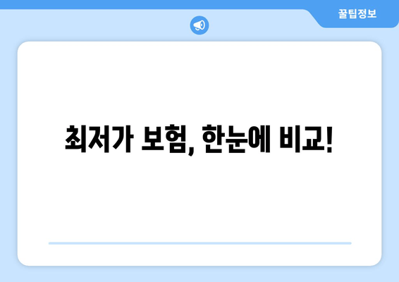 최저가 보험, 한눈에 비교!