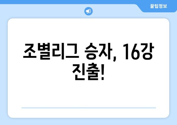 조별리그 승자, 16강 진출!