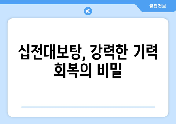 십전대보탕, 한방에서 말하는 강장 효과와 효능 | 면역력 강화, 피로 회복, 기력 증진, 한방 처방, 건강 관리