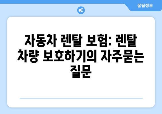 자동차 렌탈 보험: 렌탈 차량 보호하기