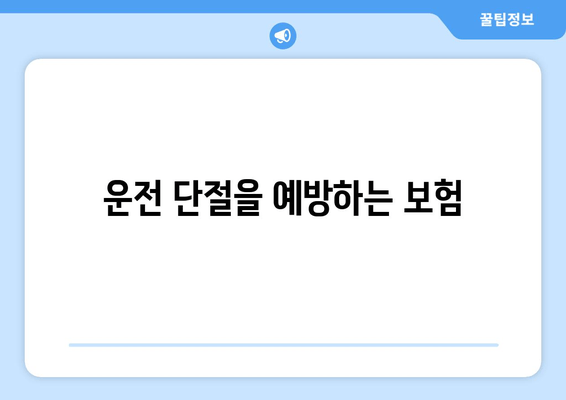 운전 단절을 예방하는 보험