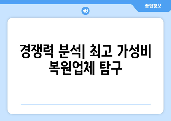 경쟁력 분석| 최고 가성비 복원업체 탐구