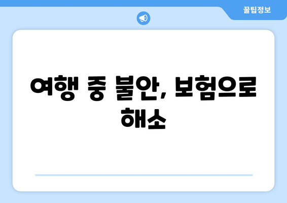 여행 중 불안, 보험으로 해소