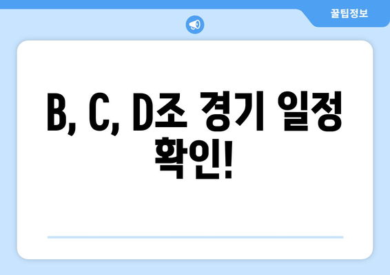 B, C, D조 경기 일정 확인!