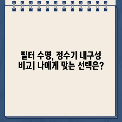 시간을 초월하는 깨끗함| 내구성 있는 냉온수 정수기 선택 가이드 | 정수기 추천, 냉온수 정수기 비교, 필터 수명, 내구성