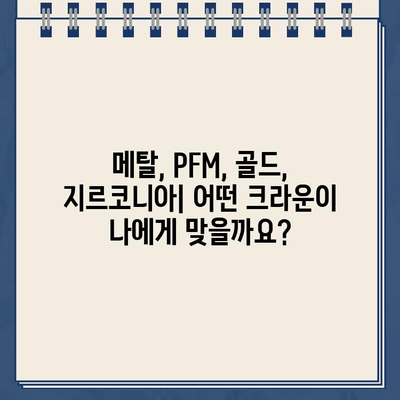 크라운 재료 선택 고민? 메탈, PFM, 골드, 지르코니아 장단점 비교 가이드 | 치과, 임플란트, 보철, 치아