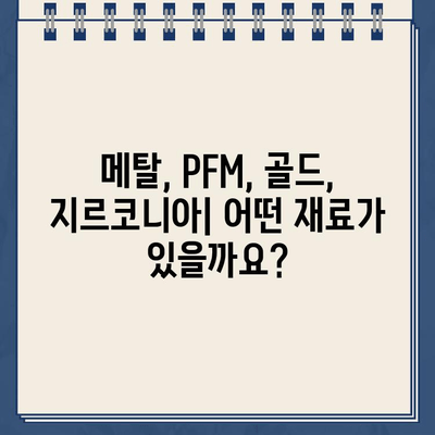 임플란트 재료 비교| 메탈, PFM, 골드크라운, 지르코니아 | 장단점 분석, 가격 비교, 나에게 맞는 재료는?