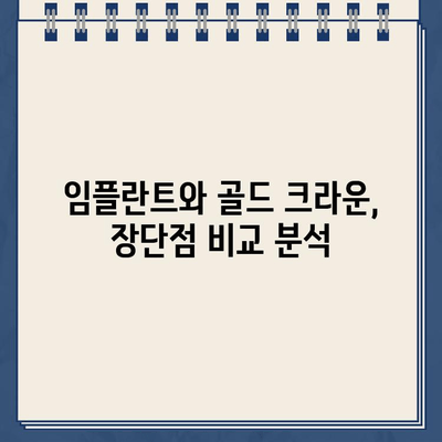 임플란트 vs 골드 크라운| 치과 비용, 어떤 게 더 합리적일까요? | 비용 비교, 장단점 분석, 치과 선택 가이드