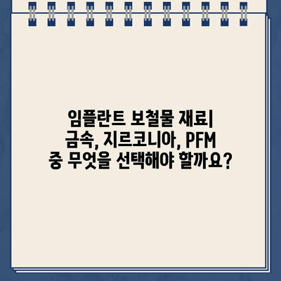 최종 임플란트 보철물 재료 선택| 금속, 지르코니아, PFM 비교 분석 | 임플란트, 보철, 재료, 장단점, 선택 가이드