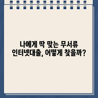 무서류 인터넷대출 비교 & 자금 마련 가이드| 비대면 대출, 나에게 맞는 조건 찾기 |  비교, 신청, 금리, 한도, 서류