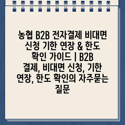 농협 B2B 전자결제 비대면 신청 기한 연장 & 한도 확인 가이드 | B2B 결제, 비대면 신청, 기한 연장, 한도 확인