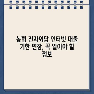 농협 전자외담 인터넷 대출 기한 연장, 간편하게 신청하세요! | 농협, 전자외담, 인터넷 대출, 기한 연장, 신청 방법