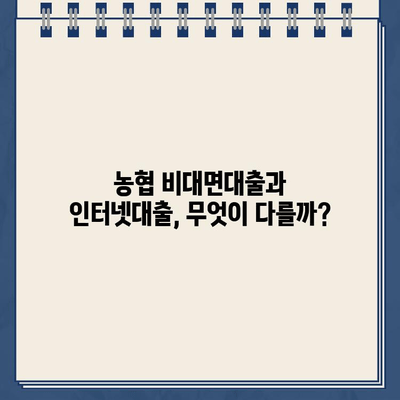 농협 비대면대출 vs 인터넷대출| 나에게 맞는 선택은? | 비교분석, 장단점, 신청방법, 주의사항