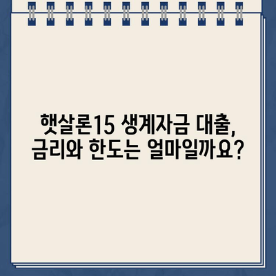 우리은행 햇살론15 위탁보증 생계자금대출 자격 및 조건 완벽 정리 | 신청 자격, 금리, 한도, 필요서류, 주의사항