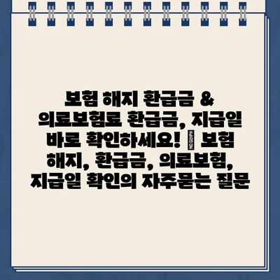 보험 해지 환급금 & 의료보험료 환급금, 지급일 바로 확인하세요! | 보험 해지, 환급금, 의료보험, 지급일 확인