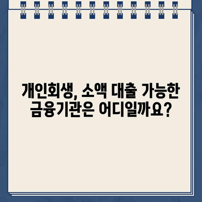 개인회생 중 소액 대출, 어디서 받을 수 있을까요? | 개인회생, 소액대출, 대출 가능 금융기관, 신용대출, 비상금 마련