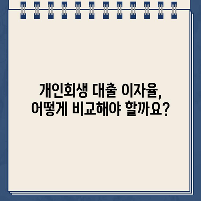 개인회생대출 이자율 비교 분석| 나에게 맞는 최저금리 옵션 찾기 | 개인회생, 대출, 이자율 비교, 금융 정보