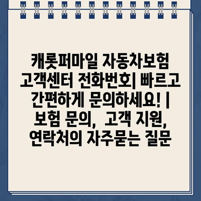 캐롯퍼마일 자동차보험 고객센터 전화번호| 빠르고 간편하게 문의하세요! | 보험 문의,  고객 지원, 연락처