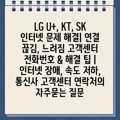 LG U+, KT, SK 인터넷 문제 해결| 연결 끊김, 느려짐 고객센터 전화번호 & 해결 팁 | 인터넷 장애, 속도 저하, 통신사 고객센터 연락처