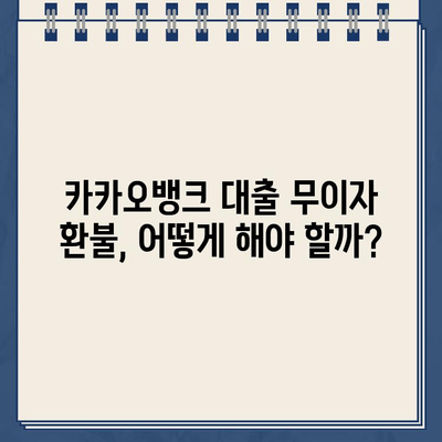 카카오뱅크 대출 무이자, 환불 가능할까? | 환불 방법 & 횟수 제한 완벽 정리