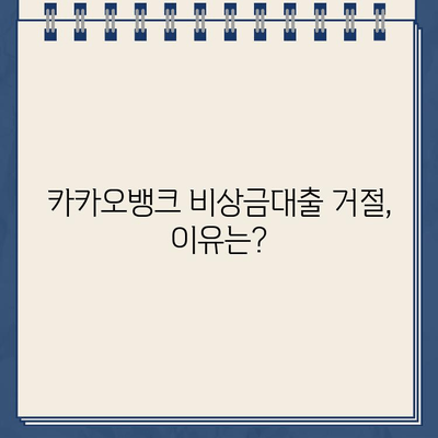 카카오뱅크 비상금대출 거절, 왜? 대처 방법 총정리 | 비상금대출, 대출 거절, 신용등급, 대출 한도, 금리