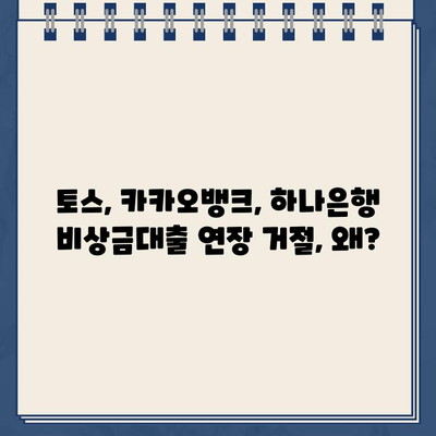 토스·카카오뱅크·하나은행 비상금대출 연장 거절, 이유 확인하고 대처하기 | 비상금대출 연장 거절, 대출 연장 방법, 대출 거절 사유