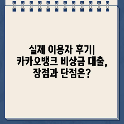 카카오뱅크 비상금 대출 후기| 실제 이용자 경험과 신뢰성 검증 | 비상금, 소액대출, 후기, 신용대출