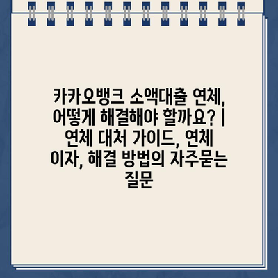 카카오뱅크 소액대출 연체, 어떻게 해결해야 할까요? | 연체 대처 가이드, 연체 이자, 해결 방법