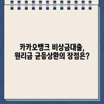 카카오뱅크 비상금대출 원리금 균등상환| 원리금 & 이자 비율 변화 분석 |  상환 계획 & 이자 비용 관리 가이드