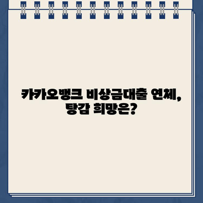 카카오뱅크 비상금대출 연체, 이자·원금 탕감 가능할까? | 연체 해결 가이드, 꿀팁 공개