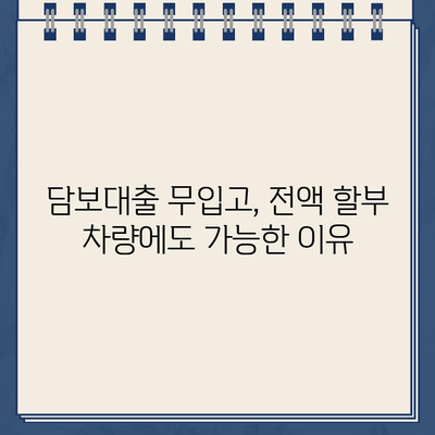 전액 할부 차량에도 가능! 담보대출 무입고 사용 후기| 실제 경험 공유 |  담보대출, 무입고, 전액 할부, 후기, 경험