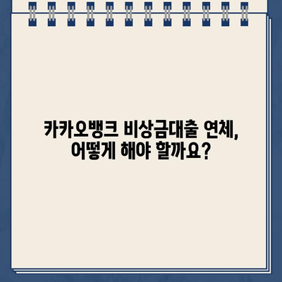 카카오뱅크 비상금대출 연체, 막막한 상황? 해결책과 대응방법 총정리 | 연체, 부채, 금융 상담, 대출 상환