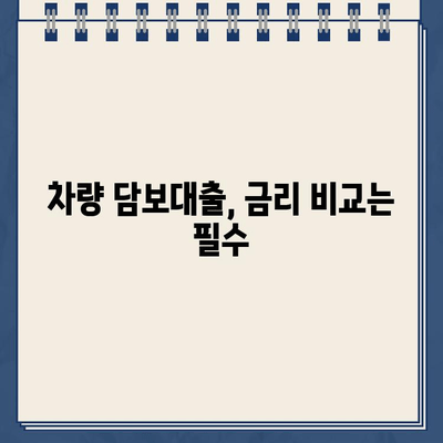 차량 담보대출| 할부 금리와 한도 비교 가이드 |  최저 금리 찾기, 나에게 맞는 조건 비교