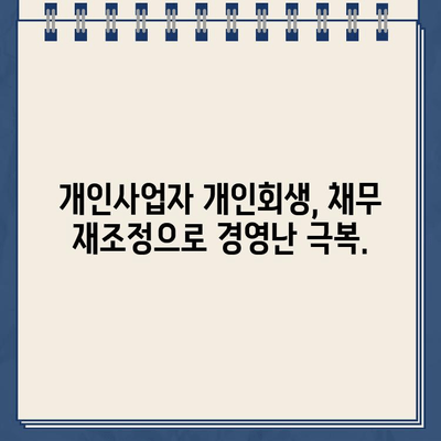 개인사업자 개인회생| 대환대출보다 나은 선택? 채무 조정 성공 전략 | 개인회생, 채무 재조정, 사업자 부채