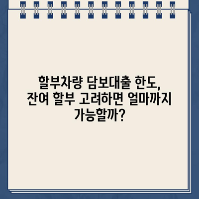 할부차량 담보대출 한도, 잔여 할부 고려하면 얼마까지 가능할까? | 자동차 담보대출, 한도 계산, 금리 비교