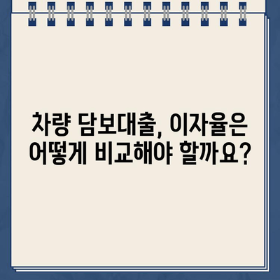 내 차량으로 얼마까지? 차량 담보대출 한도 & 이자율 비교 가이드 | 자동차 담보대출, 대출 한도, 이자율 비교