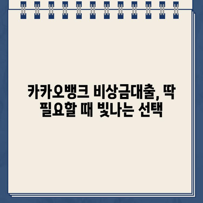 카카오뱅크 비상금대출 완벽 가이드| 신청부터 연장, 거절까지 | 비상금, 대출, 금리, 한도, 조건, 서류, 주의사항