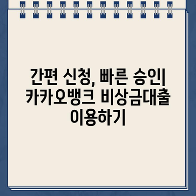 카카오뱅크 비상금대출 완벽 가이드| 신청부터 연장, 거절까지 | 비상금, 대출, 금리, 한도, 조건, 서류, 주의사항